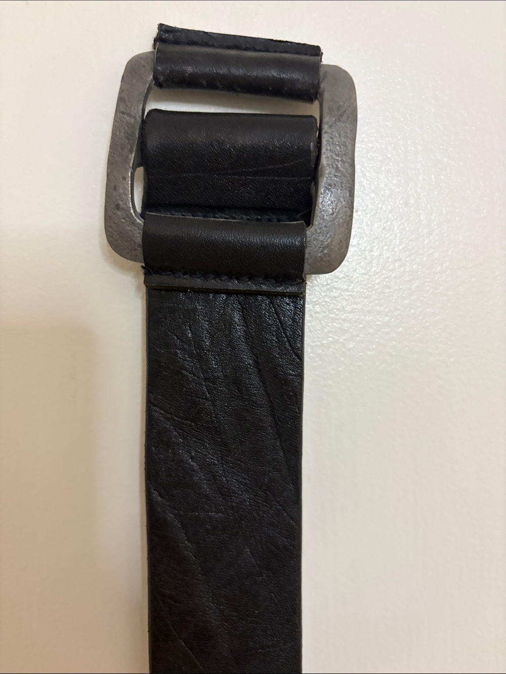Men's Black Leather Belt with Matte Buckle